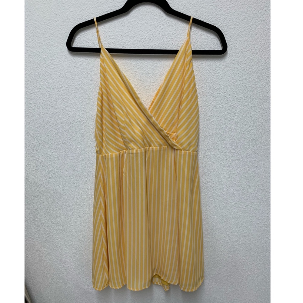 Lulu’s Jayla Yellow Striped Tie-Back Skater Dress, Size M - Picture 3 of 10